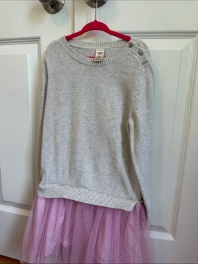 OshKosh B'gosh Light Gray Crewneck Sweater with Shoulder Buttons